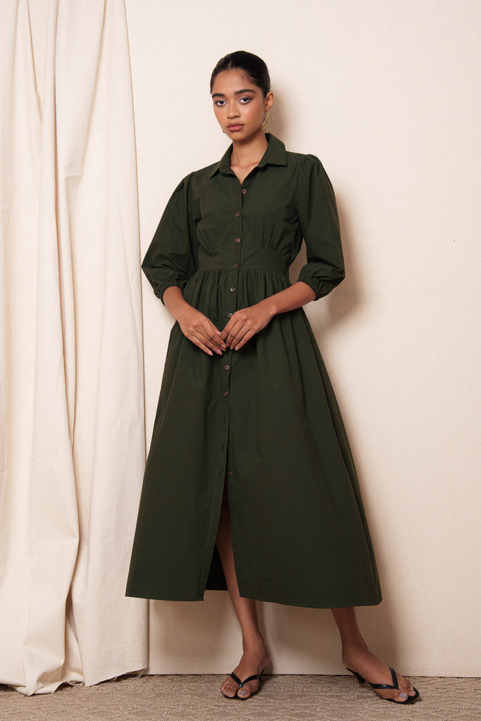 LINITA SHIRT DRESS FOREST | Maia