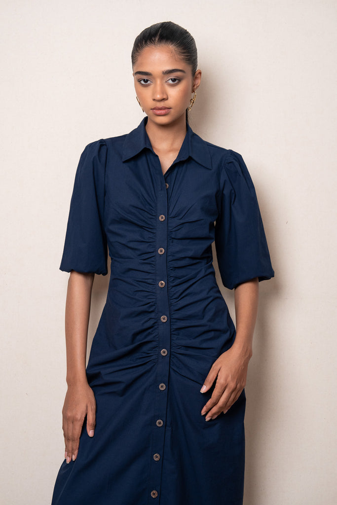 LOTTIE MIDI DRESS NAVY | Maia